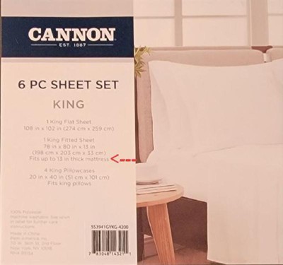 Cannon Heritage Solid Dark Blue King 6 Piece Sheet Set