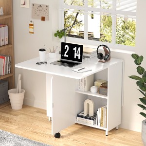 Besiost Folding Dining Table with Drawers and Cabinets - 1 of 4