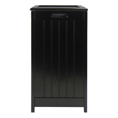 Mahogany Finished Black Wood Laundry Hamper with Lid