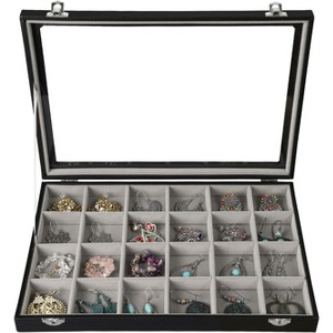 30-Grid Earring Organizer Tray with Clear Lid and Anti-Tarnish Protection - 1 of 4