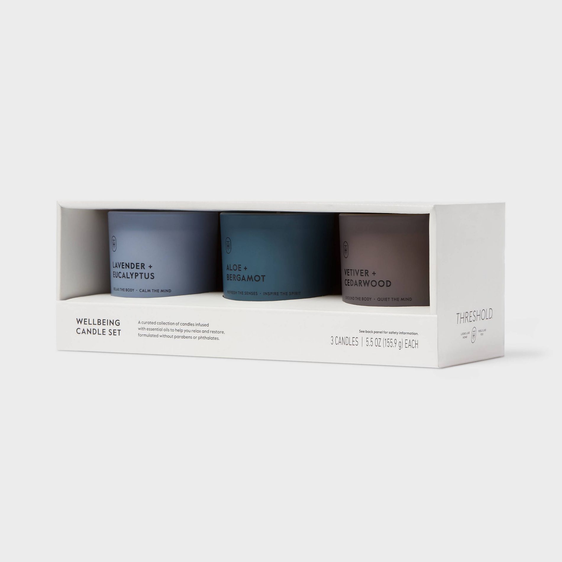 3pk Candle Gift Set Lavender and Eucalyptus + Aloe and Bergamot + Vetiver and Cedarwood - Threshold™