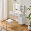 Gulches Modern Makeup Vanity Desk with LED Light & Mirror, Drawer Dressing Table Set with Stool, 3 Colors Brightness, Space-Saving for Bedroom, White - 4 of 4