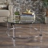 35.5" Tempered Glass and Acrylic Round Coffee Table with Airy Design for Living Room, Apartment, or Lounge - 4 of 4
