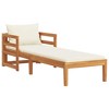 vidaXL Sun Lounger with Cream White Cushions Solid Acacia Wood - 2 of 4