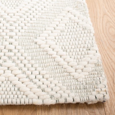 Ivory Geometric Handwoven Wool Square Area Rug