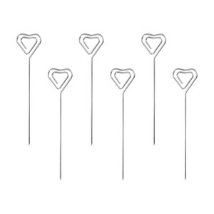 Unique Bargains Stainless Steel Reusable Drink Appetizer Heart Shape Head Cocktail Picks 5" 6 Pcs - 1 of 4