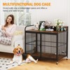 Dog Crate Furniture with Wheels ,Adjustable Elevated Feeder,Movable Dog Cage,Sturdy Stainless Steel Construction,Wooden,Pet House,Mid Dog - 3 of 4