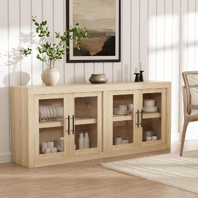TackView 70.8" Sideboard Buffet Cabinet with Storage, Mid-Century Modern Accent Cabinet with 4 Doors,for Living Room, Kitchen, Hallway