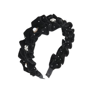 Unique Bargains Women's Pleats Rhinestone Hairband 1 Pc - 1 of 4