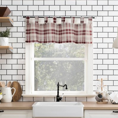 14x52 Blair Farmhouse Plaid Semi-sheer Tab Top Kitchen Curtain