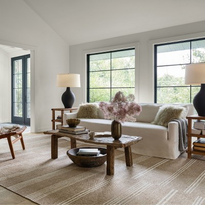 Handmade Dark Beige Wool Reversible Striped Runner Rug