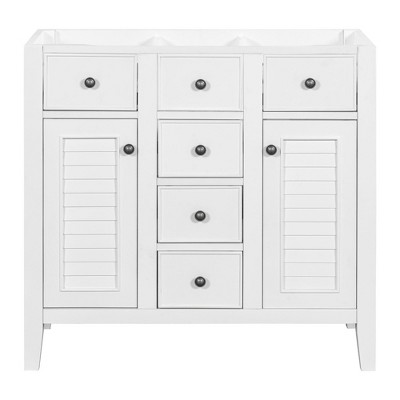 NicBex Bathroom Vanity without Sink/with Sink,Multi-Functional Bathroom Sink Vanity with 2 Cabinets and 5 Drawers,36" Bathroom Sink Cabinet,White/Gray