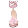 Allegra K Women's Flower Rhinestone Open Toe Lace Up Stiletto Heels Sandals - 2 of 4