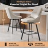 AMERLIFE 41'' Counter Height Bar Stools Set of 2, 360° Swivel Bar Stools with Curved Back and Large Seat Cushion,Ivory - 2 of 4