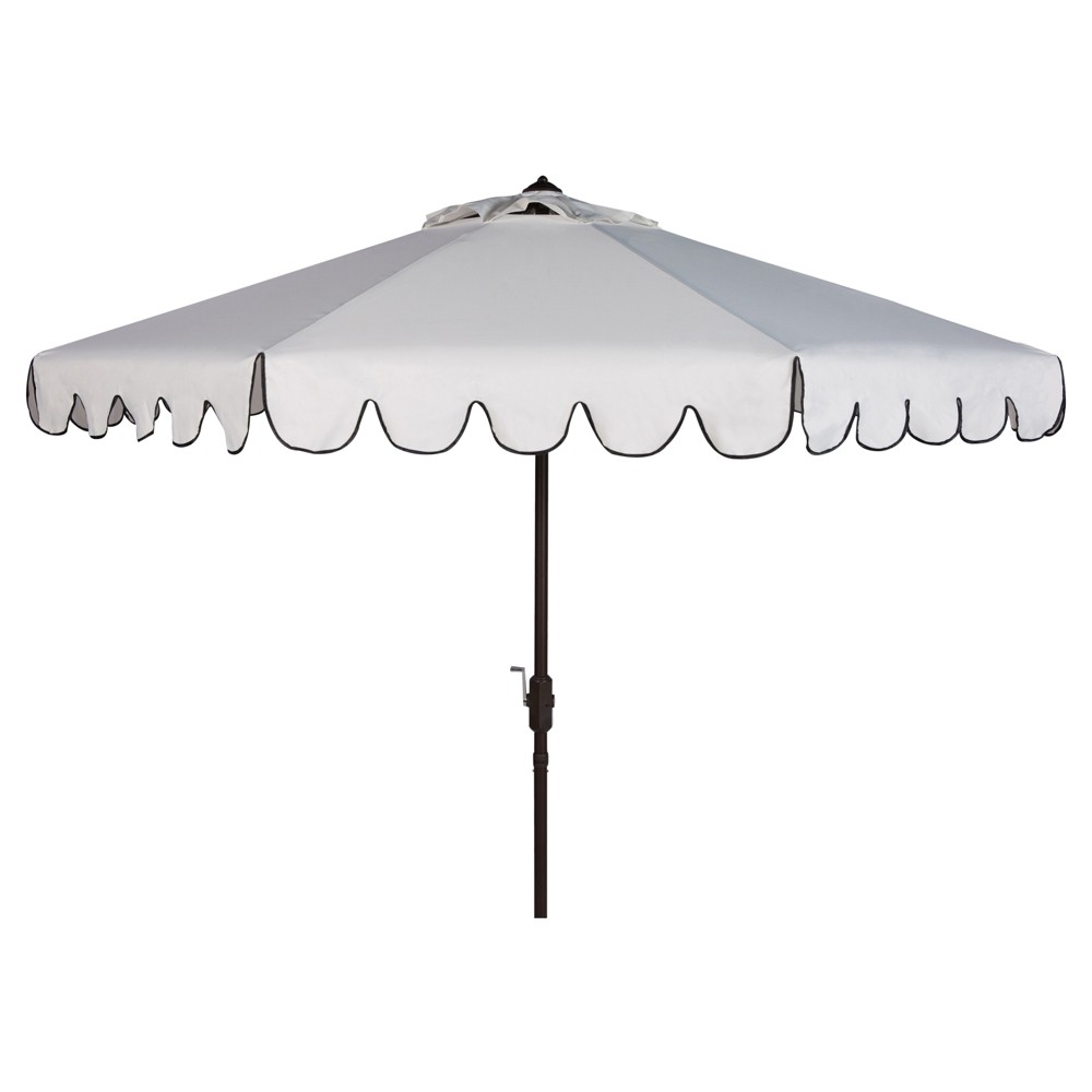 Venice Single Scallop 9′ Crank Outdoor Push Button Tilt Umbrella -White/Black – Safavieh  Online