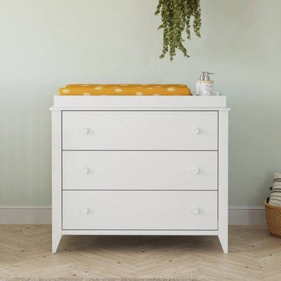 White Mid-Century Modern 3-Drawer Changer Dresser