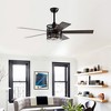 DOMETOUR 52-inch 5-blade Lighted Ceiling Fan with Remote Control , Glass Shade (Optional Remote) --Matte Black - 3 of 4