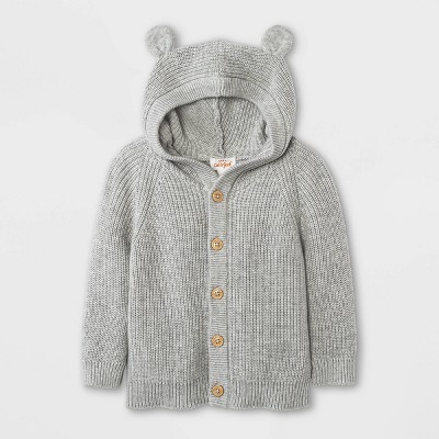 Baby Critter Sweater Cardigan - Cat & Jack™ Gray 6-9M