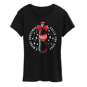 Women's - Coca-Cola - Happy Holidays Bottle Short Sleeve Graphic T-Shirt - 1 of 4