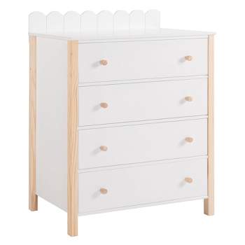 Melbourne Modern White and Natural Solid Wood Finish Kids' 4 Drawer Chest - Powell