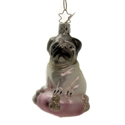 Inge Glas 3.75" Pug Dog Princess Man's Best Friend  -  Tree Ornaments