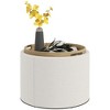 ACEPANO 22 in. W Round Linen Fabric Ottoman with Flip-Top Tray & Storage Space-Cream White - 4 of 4
