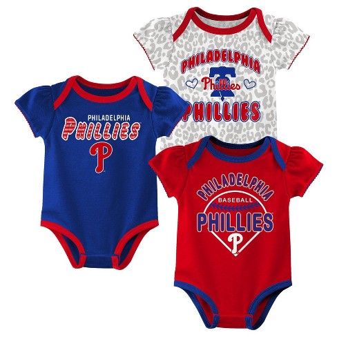 MLB Philadelphia Phillies Infant Girls' 3pk Bodysuits - 0-3M