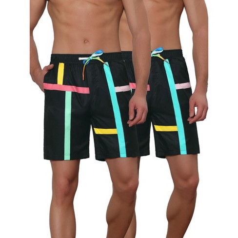 Lars Amadeus Men's Colorful Drawstring Elastic Waist Board Shorts 2 Pcs - image 1 of 4