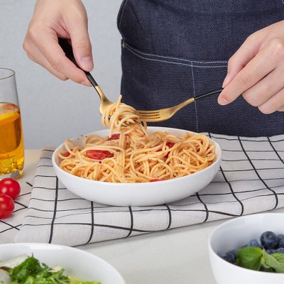 White Ceramic 22 Ounce Pasta and Salad Bowls Set of 6