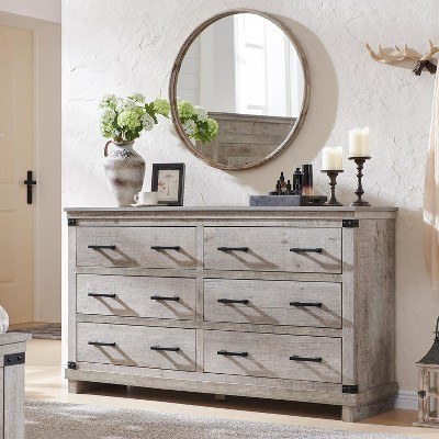 SinCiDo Farmhouse 54"W Dressing Table w/ 6 Drawers,Thick Plate Design,Large Drawer Cabinet/Wardrobe,Bedroom,Living Room & Corridor