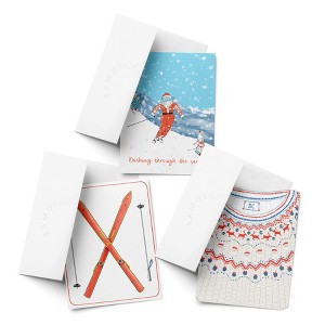 Ski Santa, Ski, Santa Sweater Winter/Holiday/Christmas Greeting Card Pack Sets (3 ct, Assorted) by Ramus & Co - 1 of 4