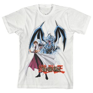 Yu-Gi-Oh! Seto Kaiba and Blue Eyes White Dragon Youth White Short Sleeve Crew Neck Tee - 1 of 3