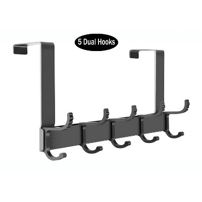 LunaLulinlk Over The Door Hooks for Hanging,Heavy Duty Hanger Holder for Hanging with 5 Dual Hooks,Over The Door Hanger Hook Fits 1-3/4" Thick Door