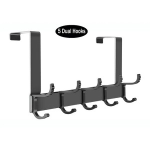 LunaLulinlk Over The Door Hooks for Hanging,Heavy Duty Hanger Holder for Hanging with 5 Dual Hooks,Over The Door Hanger Hook Fits 1-3/4" Thick Door - 1 of 4