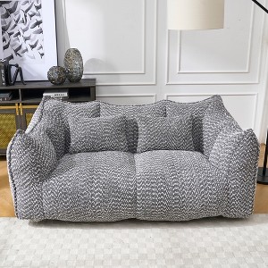 SYFERLORY Soft beanbag chair with high resilience foam core for two people，Gray - 1 of 4