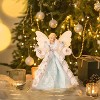 Aoibox Lighted Christmas Tree Topper Angel 12 Inch Red Gold Fabric Angel with LED Timer Lights for Indoor Holiday Decoration 1 Piece - 4 of 4