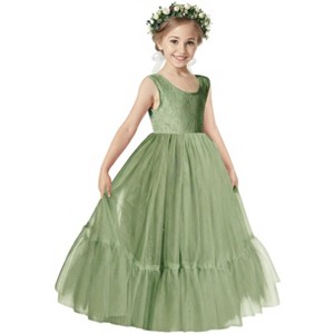 2Bunnies Girls' 12M-12yr Paisley Lace Tulle Sleeveless Ruffled