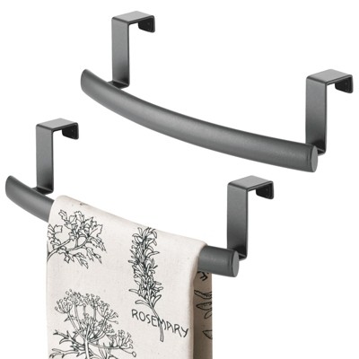 Mdesign Steel Over Door Curved Towel Bar Storage Hanger Rack - 2 Pack