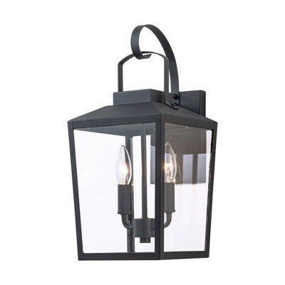 C Cattleya 2-light Tradtional Matte Black Outdoor Wall Lantern Sconce ...