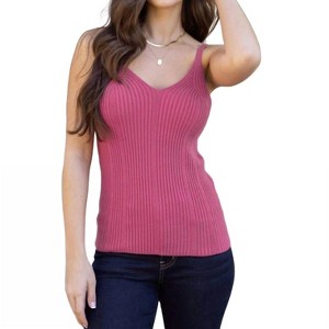 Women's Ribbed Knit Cami Top - Grace & Lace - 1 of 4