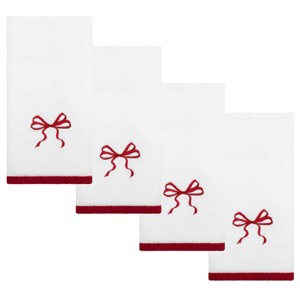 Avanti Linens Christmas Bows 4-Pack Fingertip Towel Set - 1 of 3
