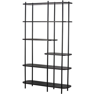 Nordlys 6-Tier Modern Metal and Brown Wood Bookshelf Modern Design Style Living Room
