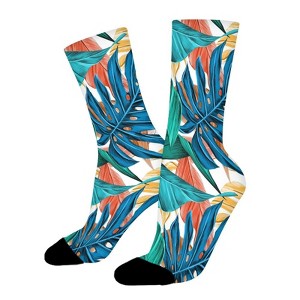 Leaves Women Printed Crew Socks Funny Funky Socks Soft Polyester Novelty Gifts for Artists Men - 1 of 1