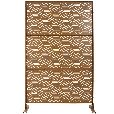 Grungis Matrix Metal Decorative Patio Screens,Freestanding Decorative Privacy Screen with Striped Rhombus Pattern for Balcony,76" H×48" W