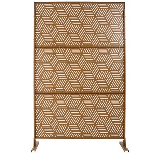 Grungis Matrix Metal Decorative Patio Screens,Freestanding Decorative Privacy Screen with Striped Rhombus Pattern for Balcony,76" H×48" W - 1 of 4