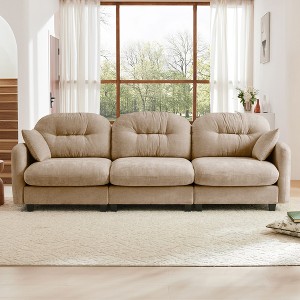“Cloud Modular” 3-Seat Chenille Sectional – Tufted High-Density Foam, Ergonomic Arms, Solid-Wood Basfor Bedroom/Living Room - 1 of 4