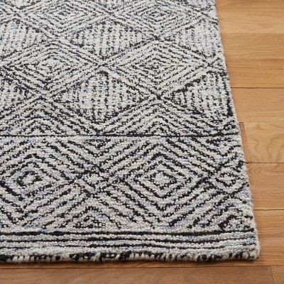 Ebony Silver and Black Hand Tufted Wool Area Rug 4' x 6'