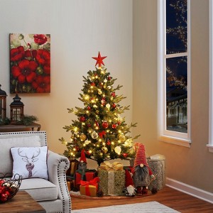 4 ft Christmas Tree with Lights and 265 Realistic Fir Branch Tips for Indoor Outdoor Home Party Decor - 1 of 4
