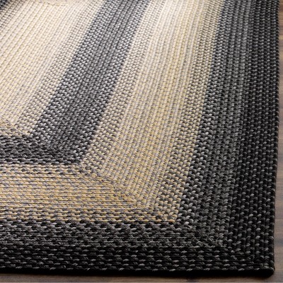 Elegant Square Braided 6' Reversible Rug in Black & Grey