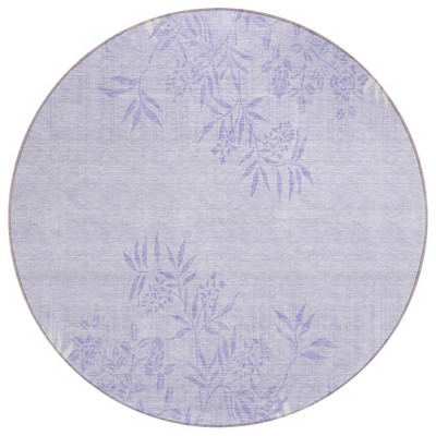 Lilac Purple And Ivory Floral Washable Indoor Outdoor Area Rug